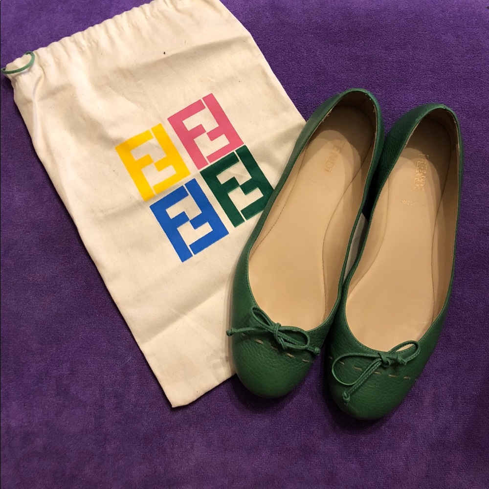 FENDI Ballerina Cuoio Romano, Smerald Color,